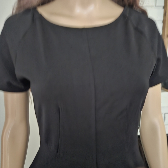 Rebel Sugar black sheath midi dress ahort sleeves v back - Picture 2 of 13